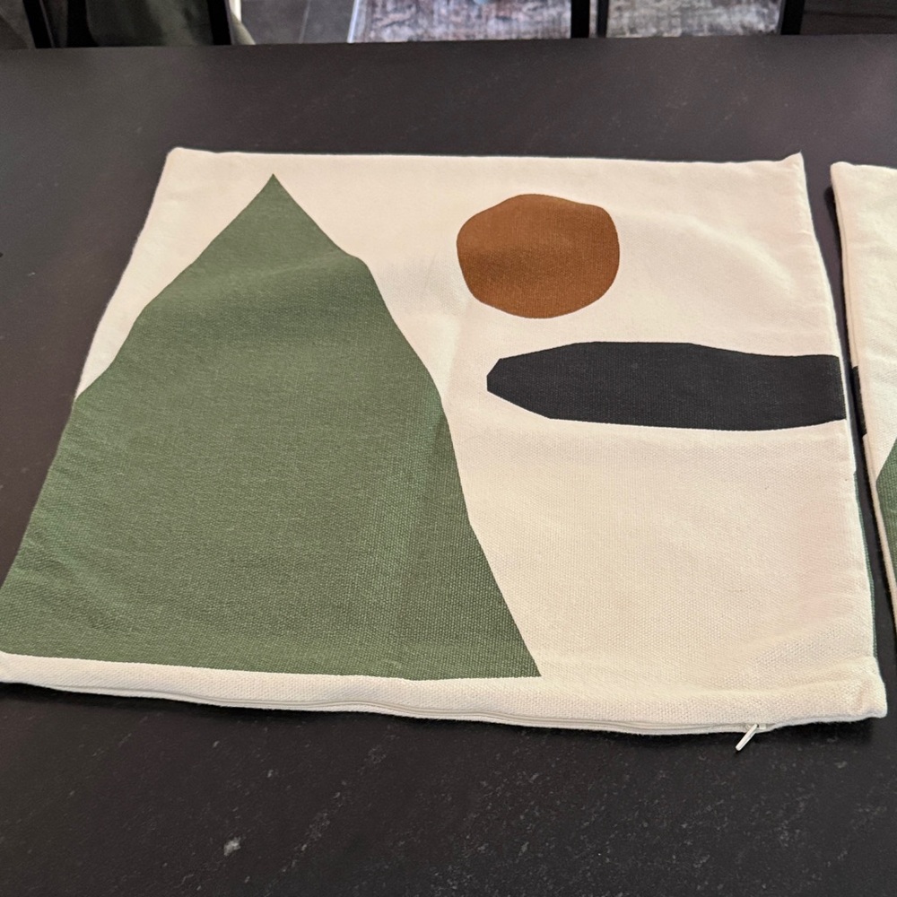 H&M Green and Brown Abstract Accent Pillow